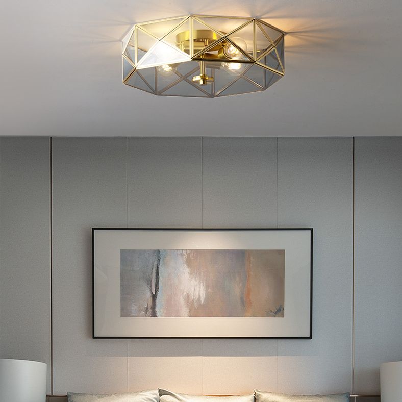 Octagon Flush Mount Plafond Licht Colonial Clear Glass Ceiling Mount Light Fixture voor slaapkamer