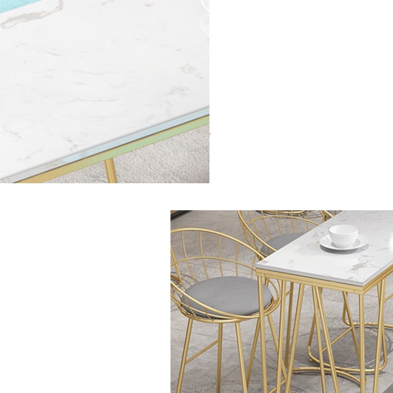 White Rectangular Bar Height Table Glam Style Bistro Pub Table with Four Legs