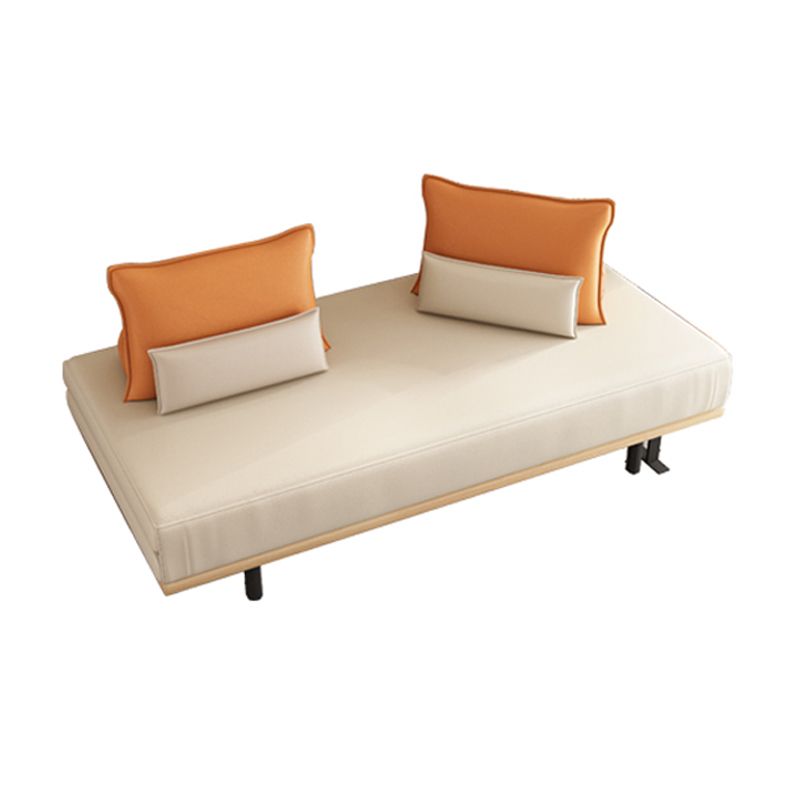 Modern Convertible Sofa Bed Armless Sofa with Pillows in Beige