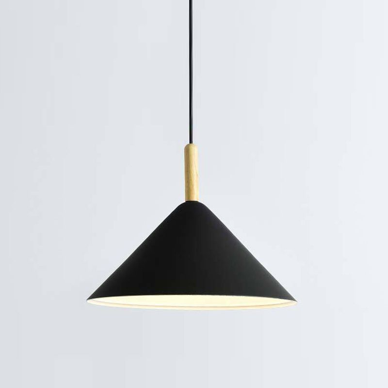 1 illuminazione a sospensione di cono leggero a cono moderno illuminazione sospesa in metallo per sala da pranzo