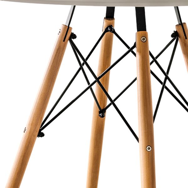 White and Black Modern Round Dining Table with 4 Solid Wood Foot