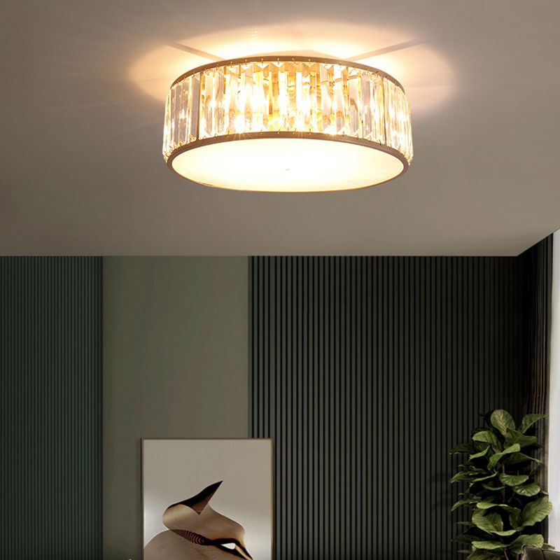 Vintage Shaded Ceiling Mounted Fixture Glass Close to Ceiling Lighting in Gold