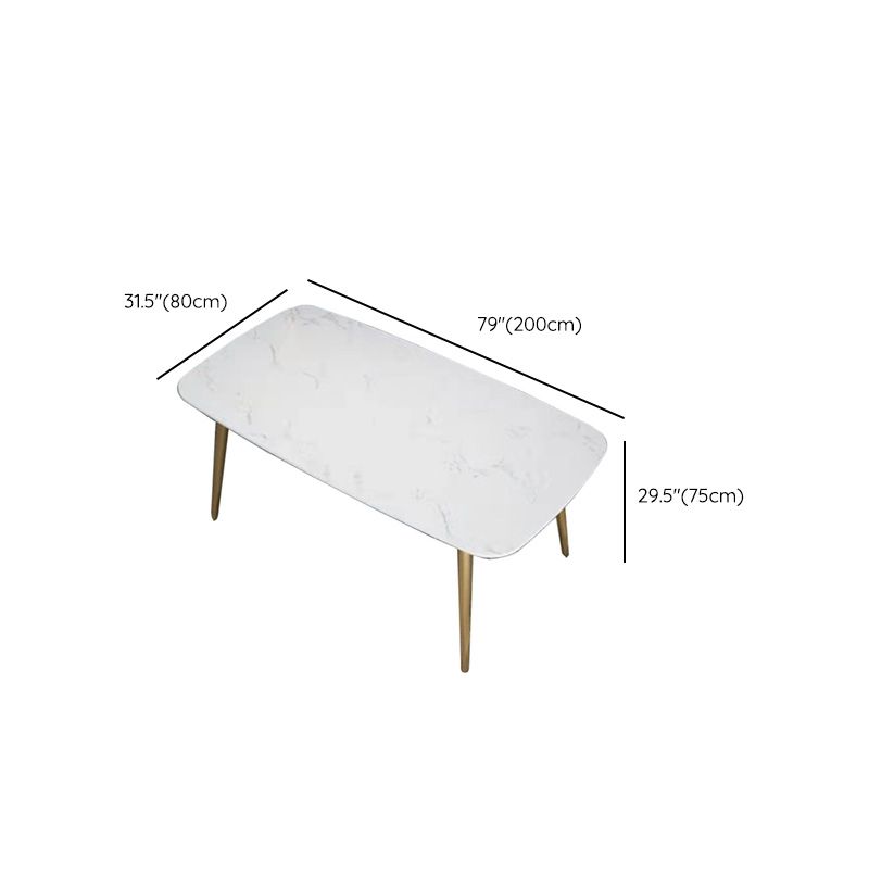 Traditional Luxury Rectangle Dining Table White Faux Marble Top Table for Home