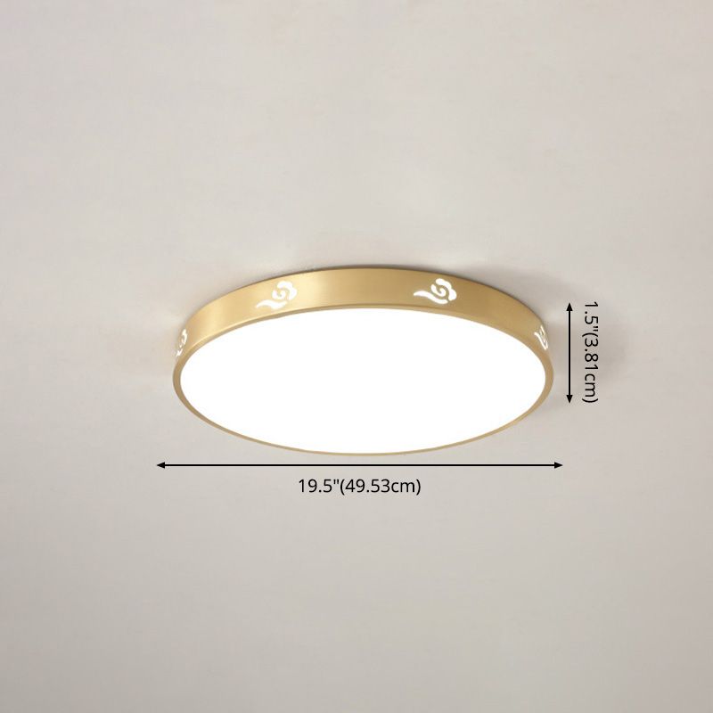 Modern Acrylic Flush Ceiling Light Fixture Round 1-Light LED Flush Mount Lamp in Gold