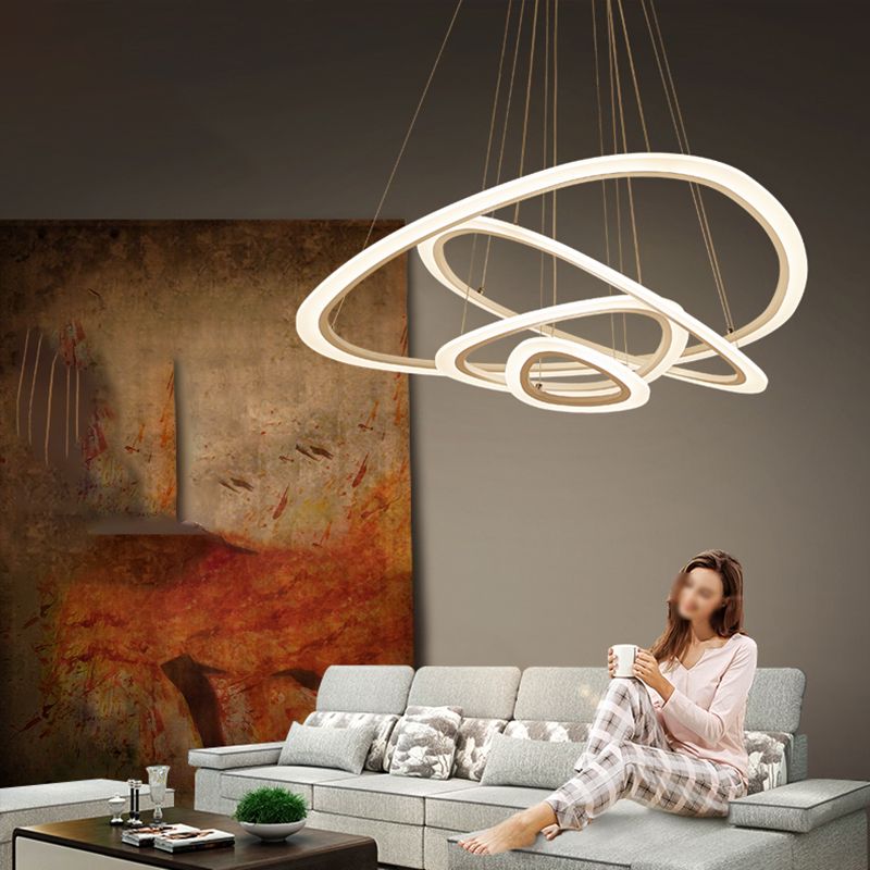Large Modern Chandelier Multiple Rings Chandelier Light Fixtures Metal Chandelier