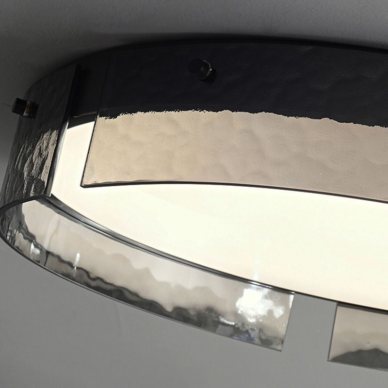 Modern Style Ceiling Mount Light LED Round Black with Glass Shade for Bedroom