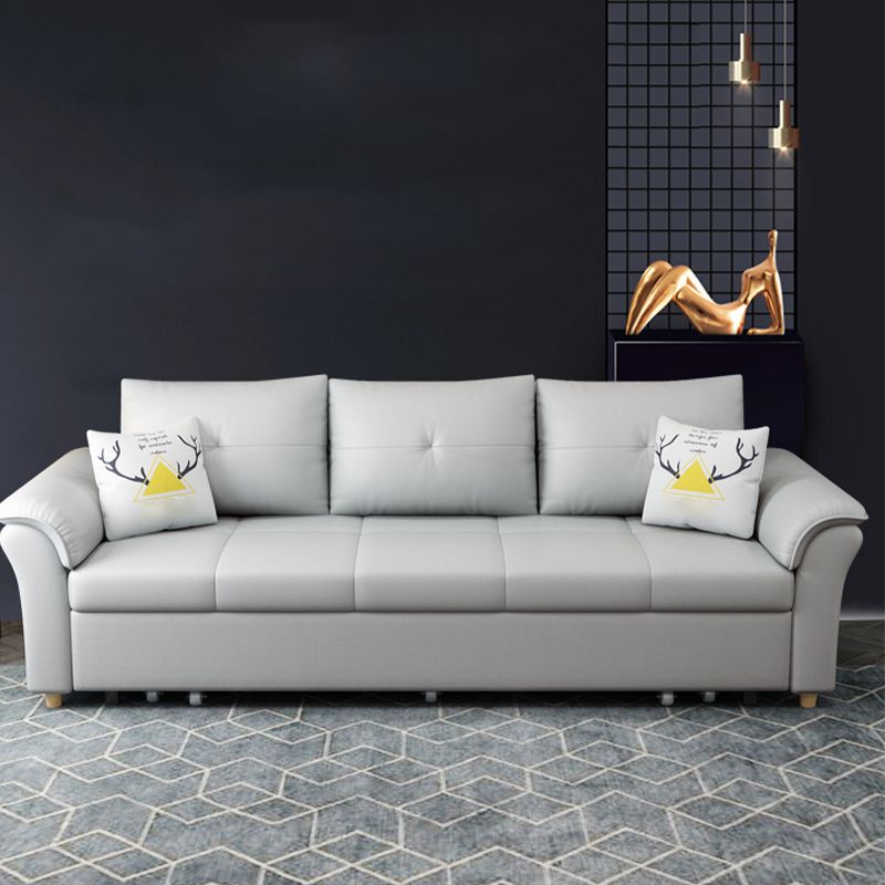 Square Arm Sofa with Loose Back Convertible Sleeper with Storage and Foldable