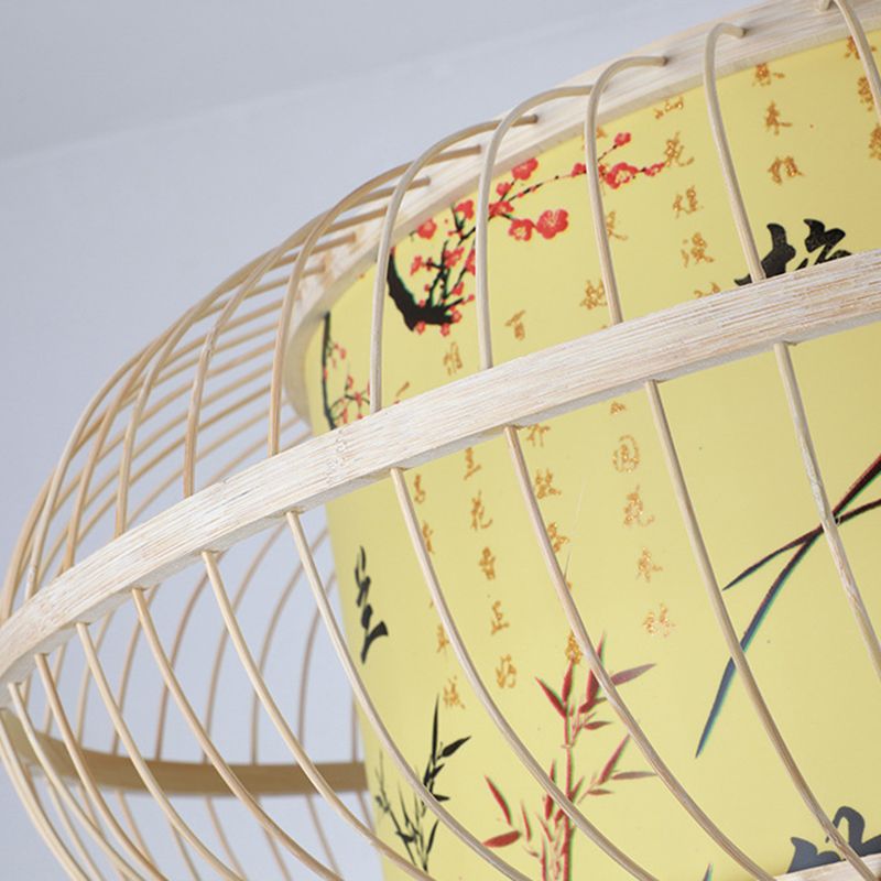 Japanese Bamboo Pendant Light 1 Light Ceiling Light Fixture for Dining Room