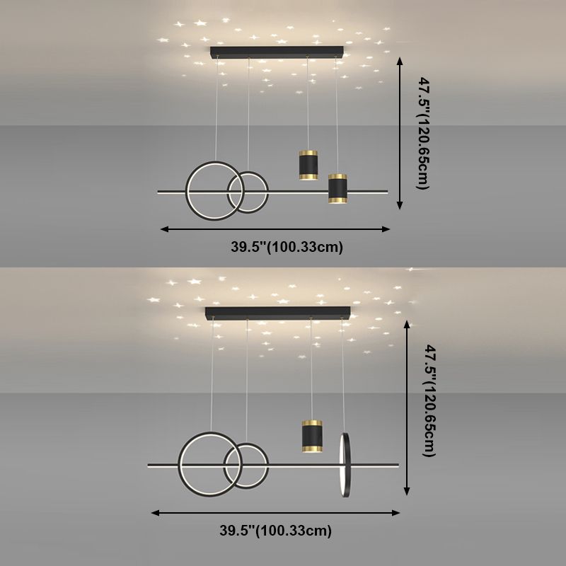 Idées d'éclairage d'île linéaire Pendentif îlot de cuisine en métal moderne