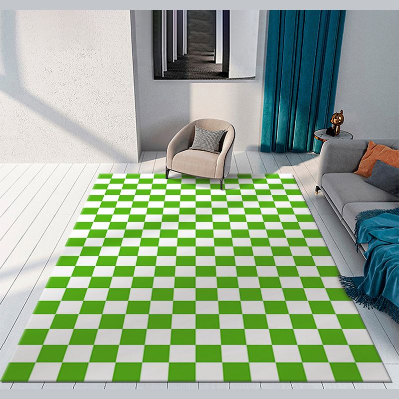 Funky Checkered Print Rug Polyester Area Carpet Stain Resistant Indoor Carpet for Living Room