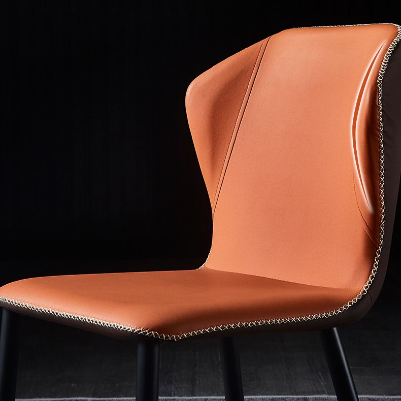 Silla lateral de comedor de diseño moderno, silla de cuero sin brazos para el hogar