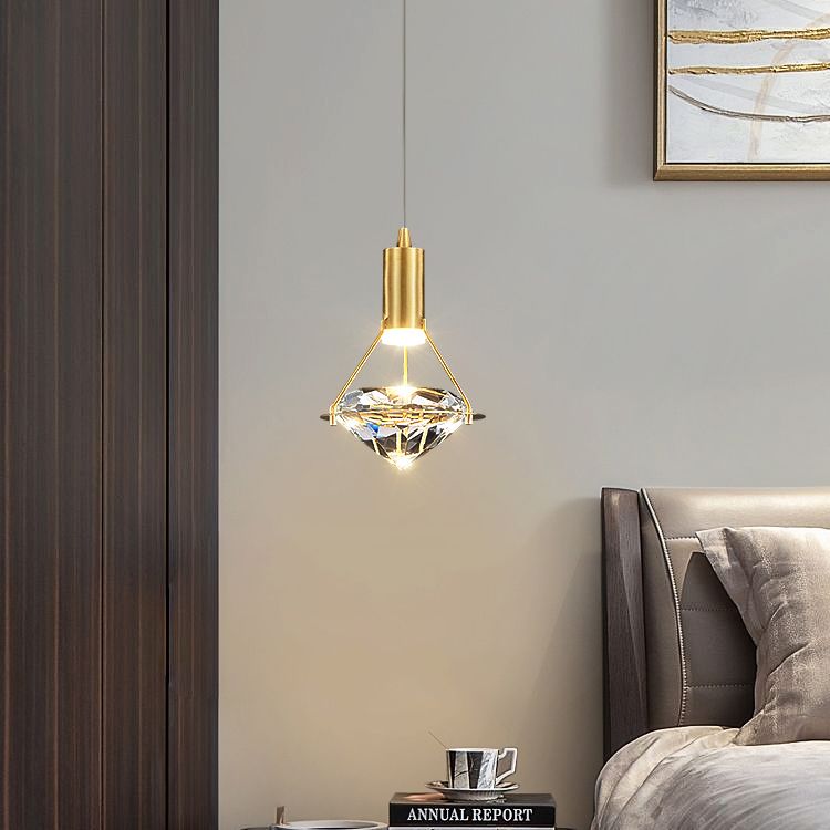 Gold Contemporary Hanging Light Kit Crystal Ceiling Light for Dining Room