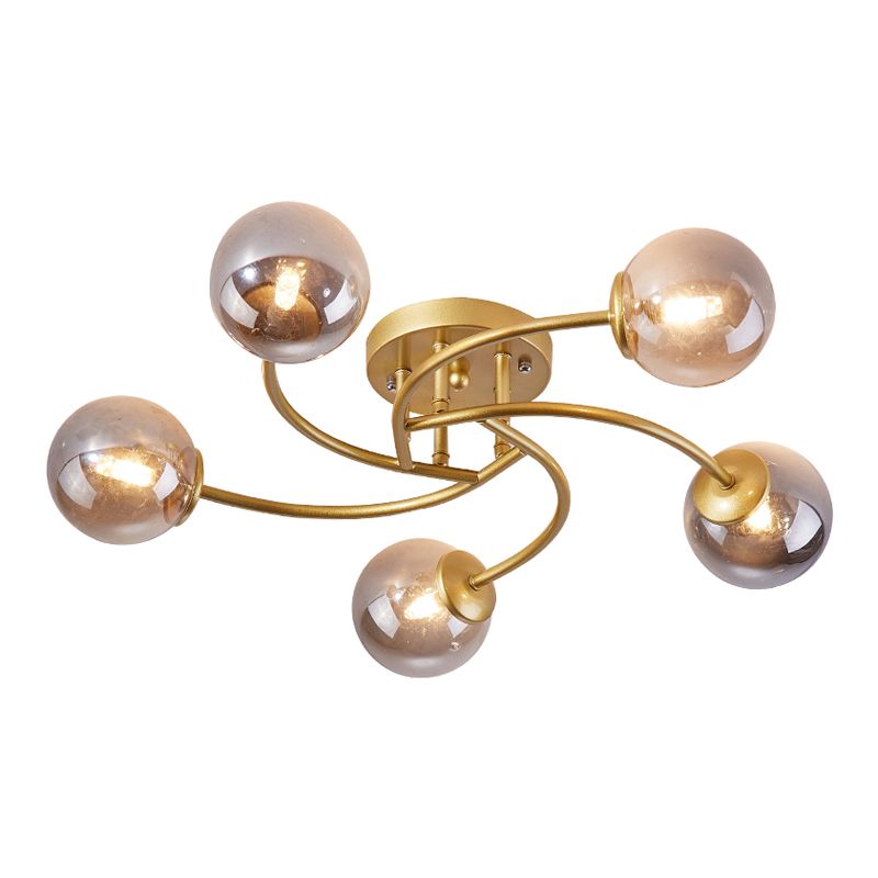 Simplicity Ball Shape Semi Flush Mount Lighting Glass Bedroom Semi Flush Ceiling Light