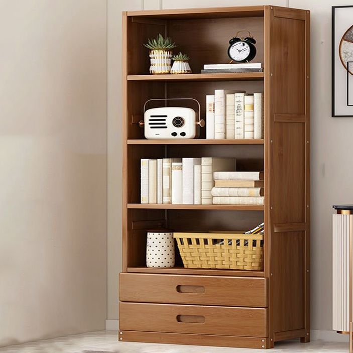Contemporary Vertical Standard Bookcase Brown Manufactured Wood Bookshelf