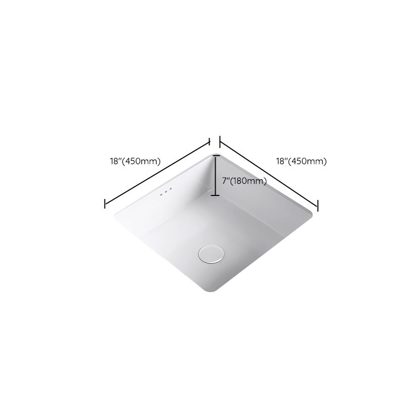 Modern Undermount Bathroom Sink Square Porcelain with Drain Assembly Vessel