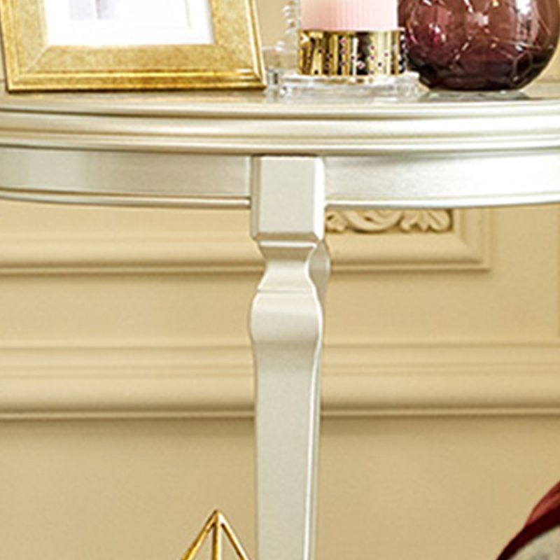 Modernistic Round Double Tier End Table Solid Wood 4 Legs End Table