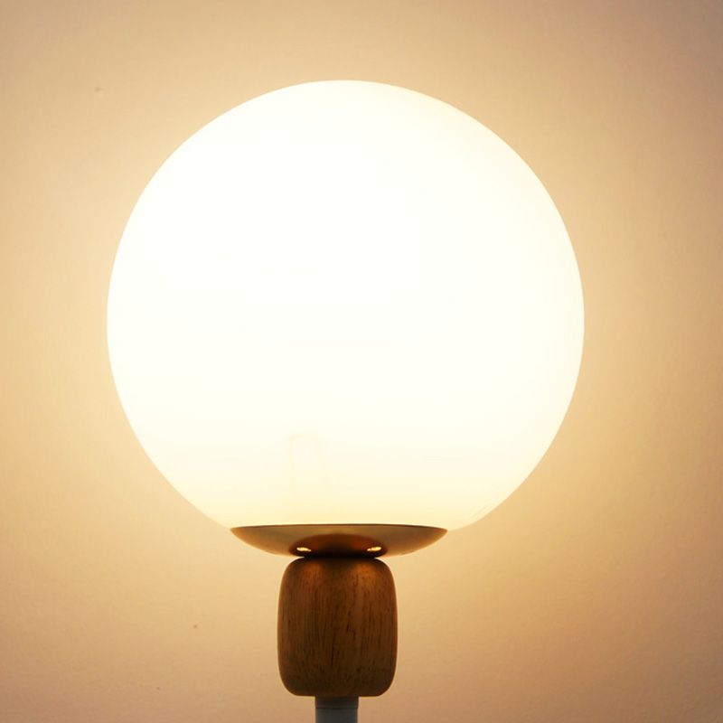Modern Style Spherical Night Table Lamp White Glass 1-Light Table Light