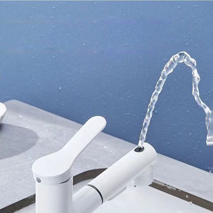 Modern Vessel Sink Faucet Copper 1-Handle Low Arc Retractable Vessel Faucet for Bathroom