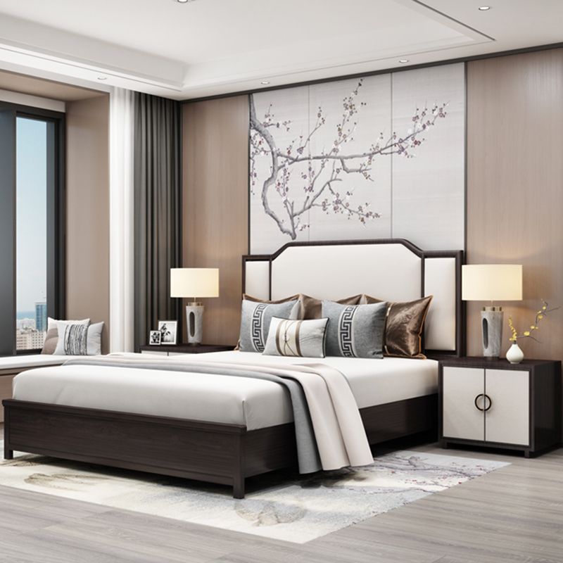 Mid-Century Modern Standard Bed Upholstered Headboard Ash Panel Bed