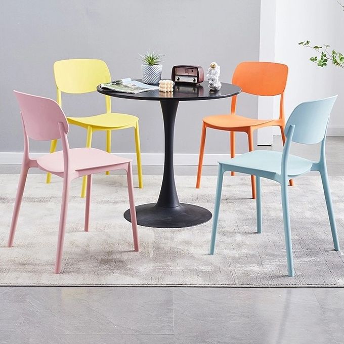 Silla de comedor de estilo moderno, cocina de plástico, silla individual sin brazos