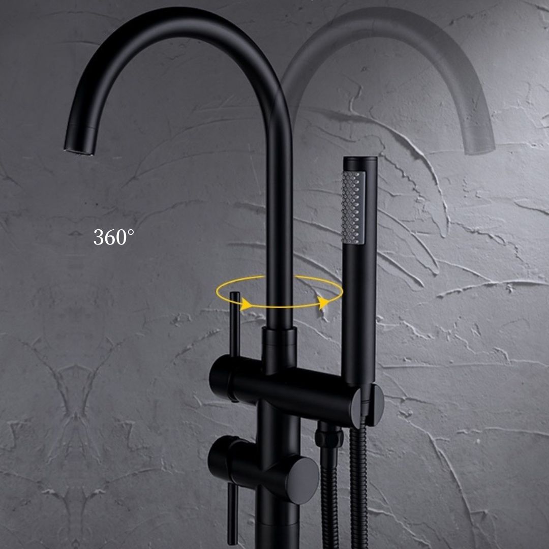 Floor Mounted Copper Freestanding Tub Filler Simple High Arc Freestanding Tub Filler Trim