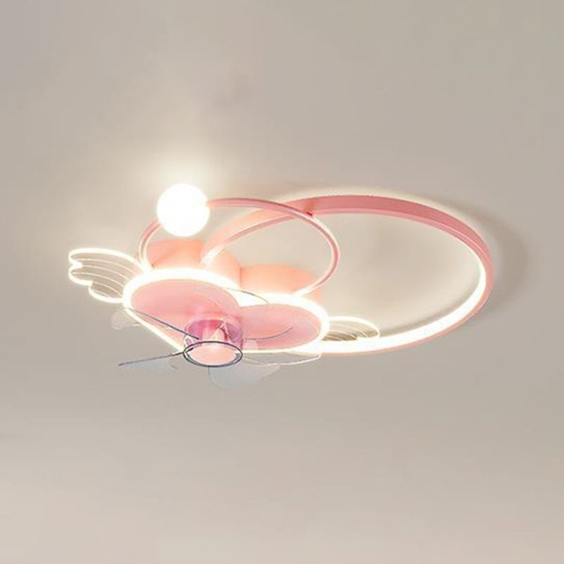 Polish Finish LED Ceiling Fan 7-Blade Children Fan with Light for Home