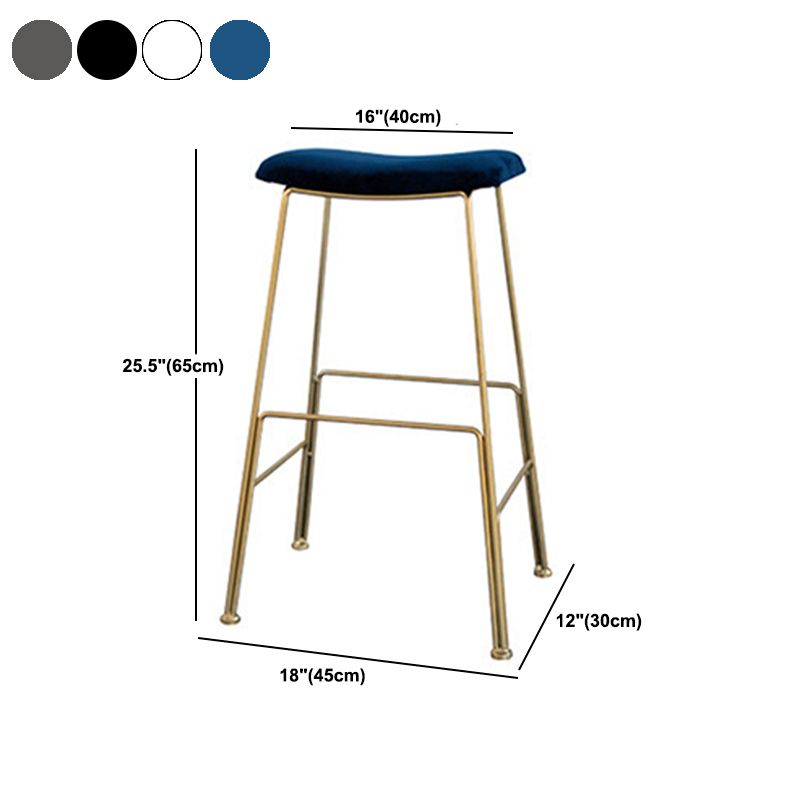 Glam Metal Stool Upholstered Counter Stool in Matte Finish for Indoor