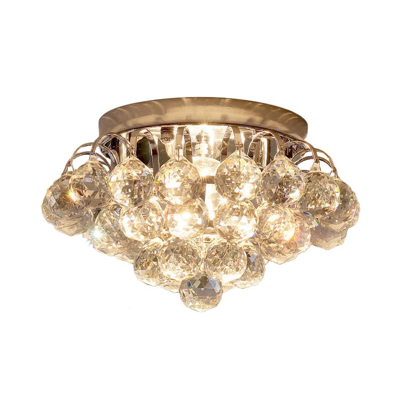 Contemporary 2-Light Flush Mount Spotlight Chrome Crystal Raindrop Deckenleuchte für Korridor