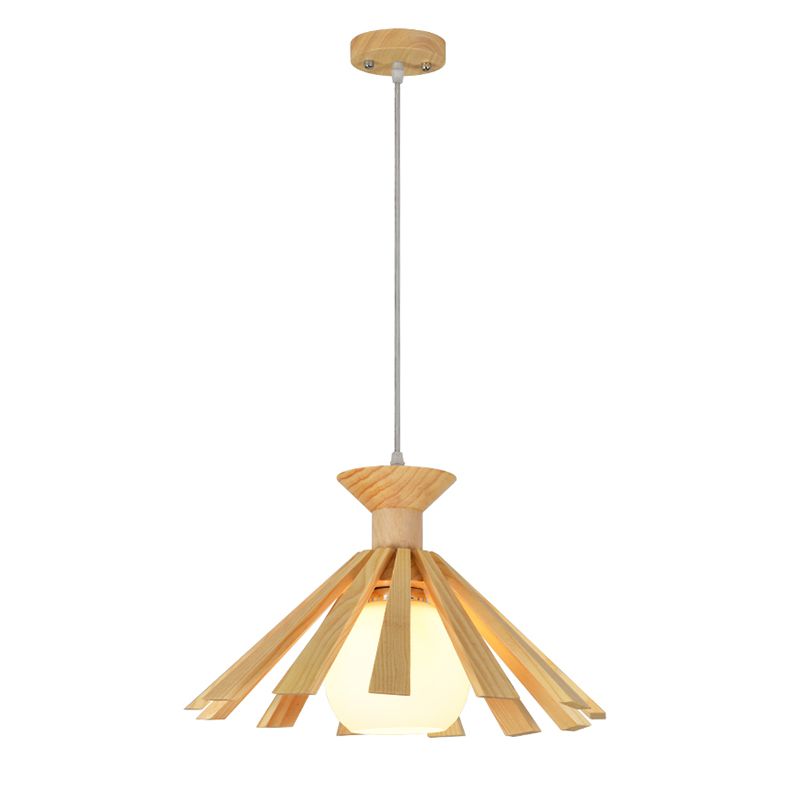 Kegelvormige eetkamer hangend plafondlicht houten Noordse stijl hanglamp lamp in hout in hout