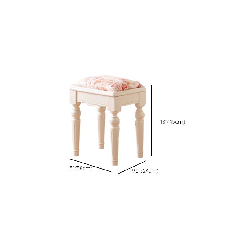 Victorian White Makeup Vanity Desk Bedroom Dressing Table Stool Set with Drawer
