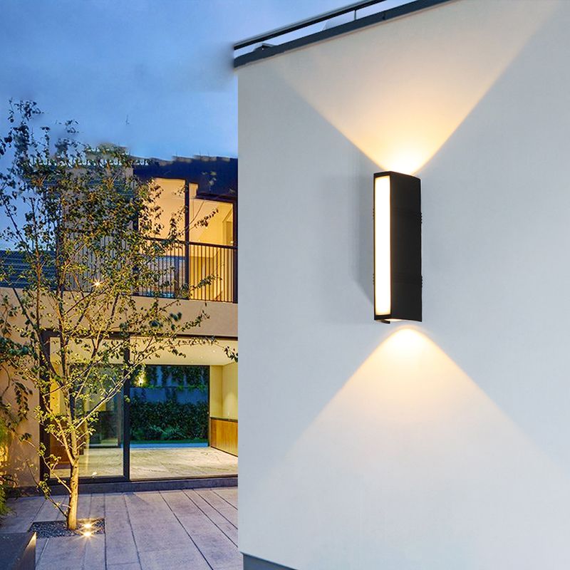 Simple Wall Sconce Rectangle Outdoor Sconce Light Fixture in Black