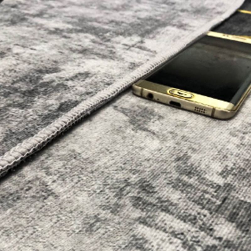 Grey Modern Area Rug Geometric Pattern Polyester Area Carpet Non-Slip Wahable Rug for Home Decor