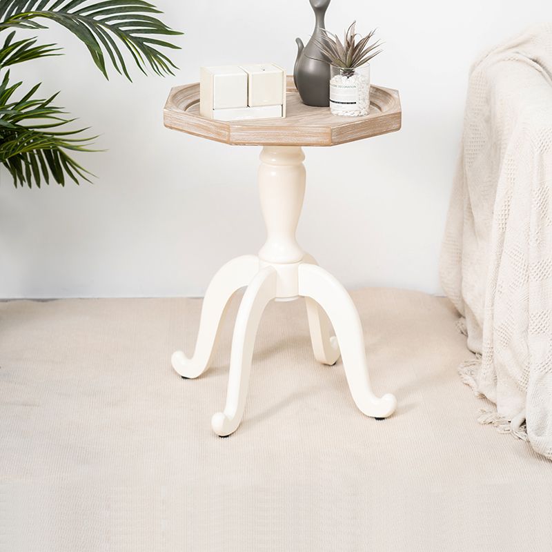 Rustic End Table Living Room Metal 4 Legs Solid Wood Side Table