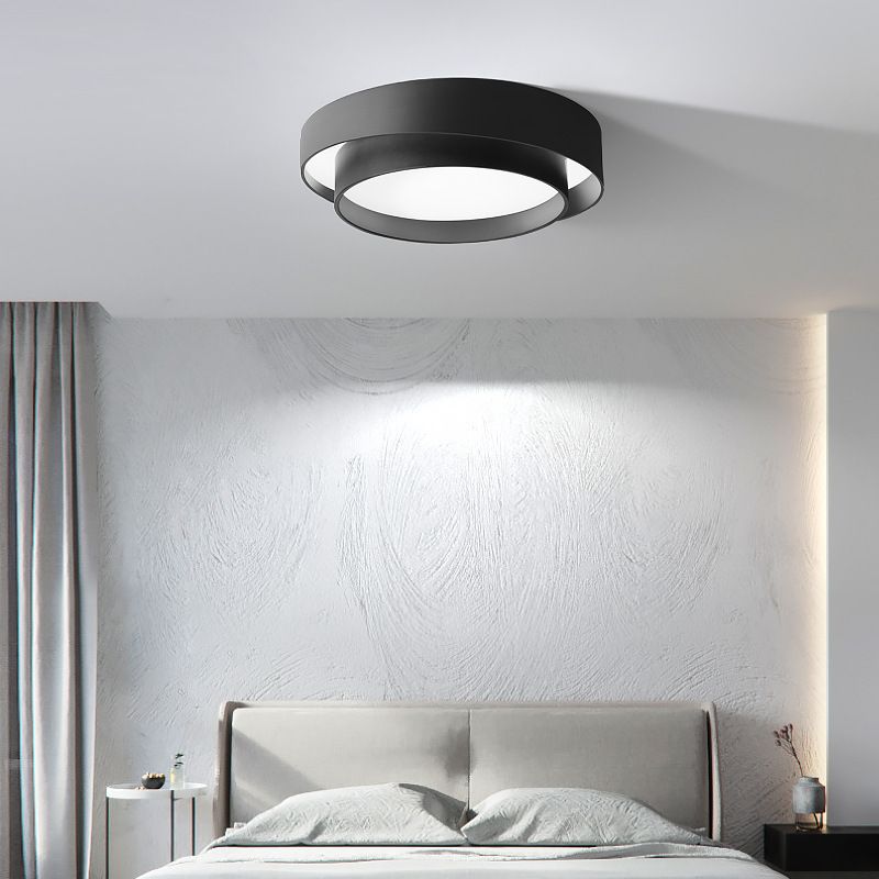 Plafonnier LED minimaliste moderne, montage circulaire en fer laqué avec abat-jour en acrylique