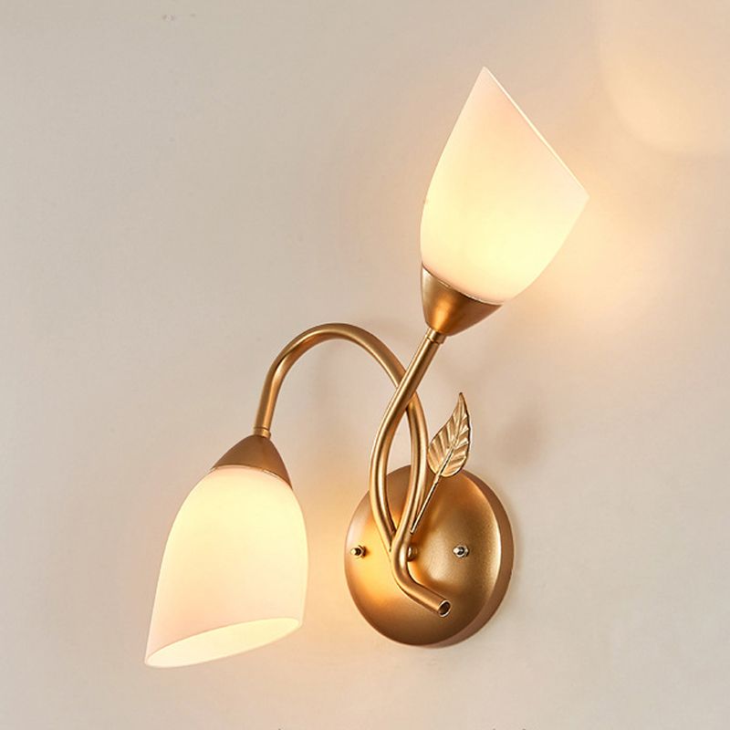 Modernist Wall Sconce Flower Wall Light Fixture with Glass and Metal for Bedroom