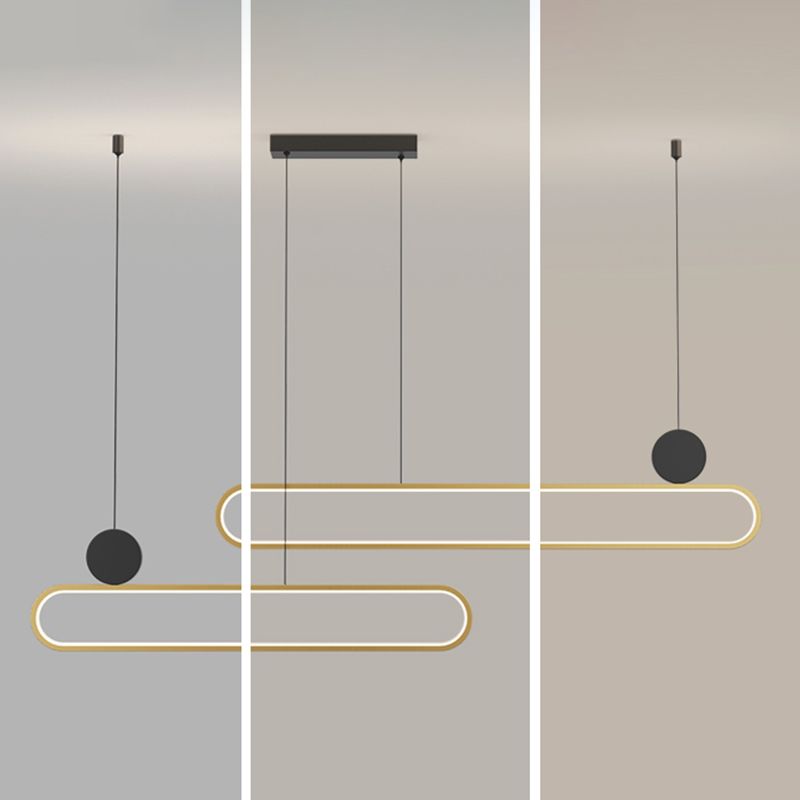 Eigentijdse stijl lineaire vorm eilandlichten metaalhangende hanglampen in goud