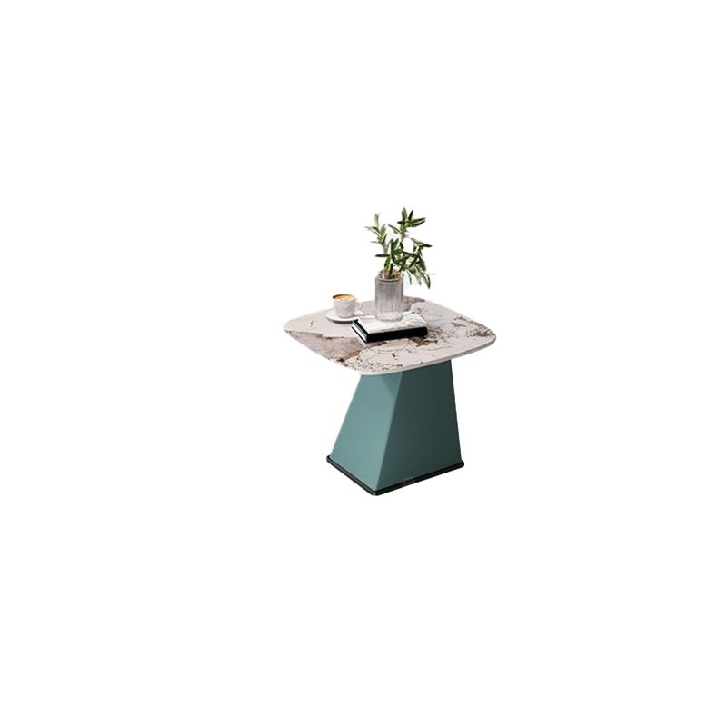 Rectangular Stone End Table Modernism Pedestal Side Table, 23.6" W x 19.7" D x 23.6" H