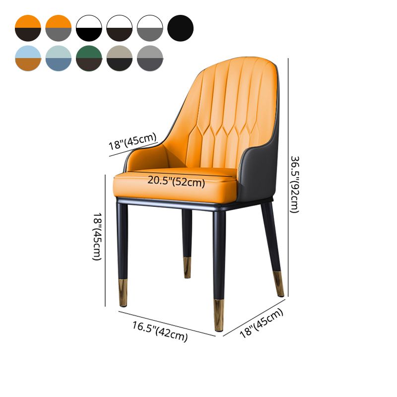 Silla auxiliar de comedor de estilo escandinavo de metal, silla con respaldo sólido acolchado para comedor con brazo