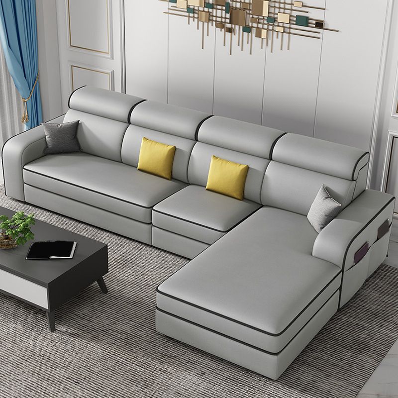 Contemporary Style Sofa Bed Solid Wood Frame Beige/grey/blue with Pocket Storage Sofa