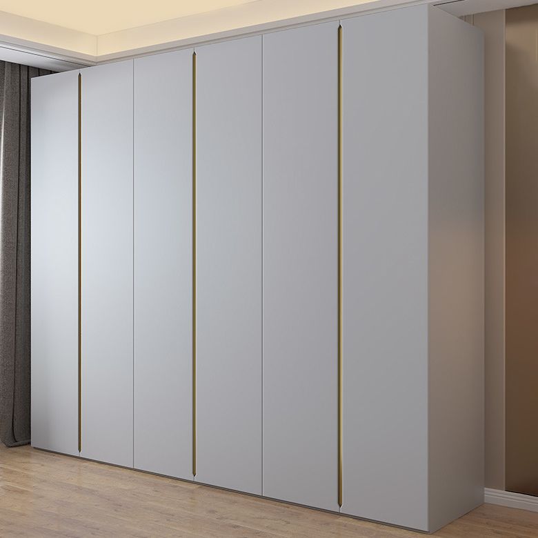 Gray Colour Wooden Wardrobe Contemporary Style Wardrobe Closet with Hinged Door