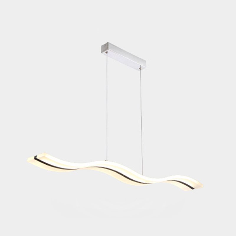 Linear Shape Chandelier Lighting Modern Style Acrylic 1 Lights Island Lamp in White