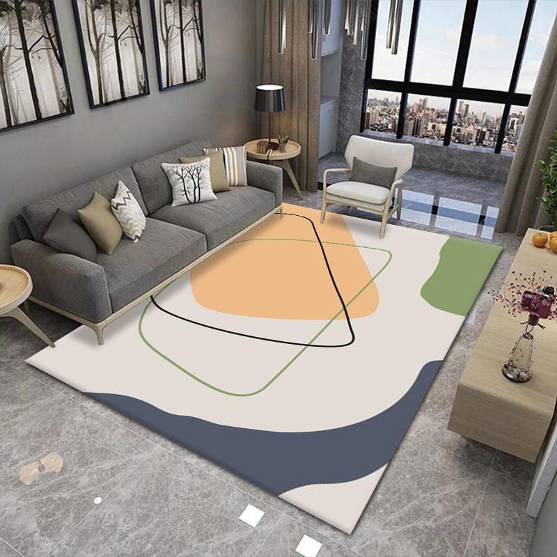 Orange Modern Rug Polyester Graphic Area Rug Washable Rug for Home Decor