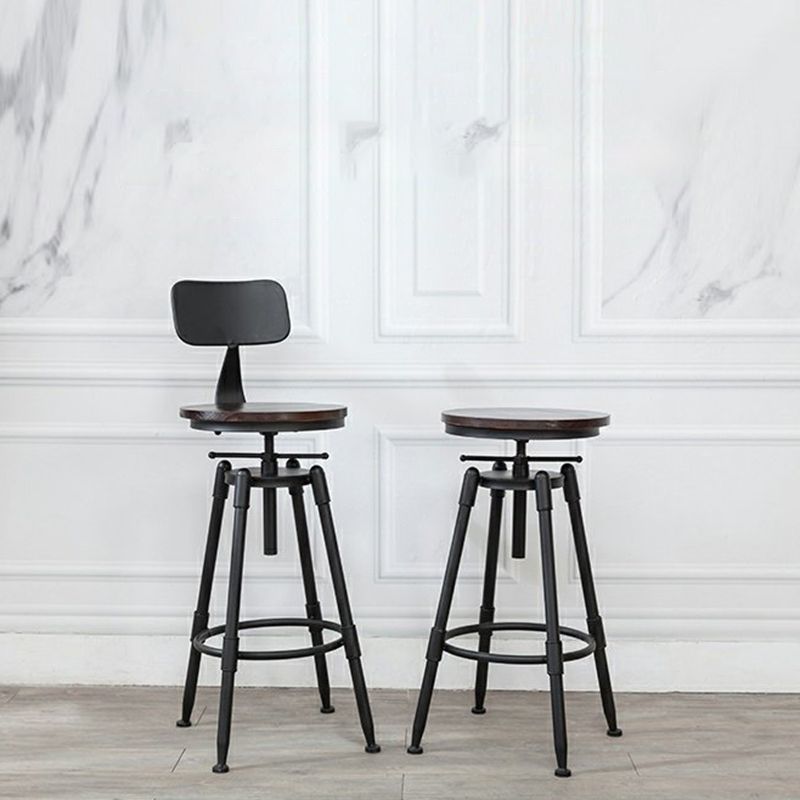 Industrial Bar and Counter Stool Adjustable Height Stool with 4 Black Legs