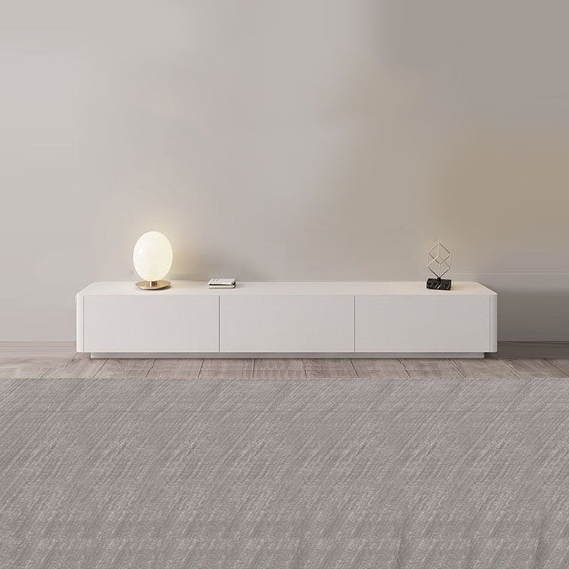 Modern Style White TV Stand, Stone/ Wood TV Console with Drawers