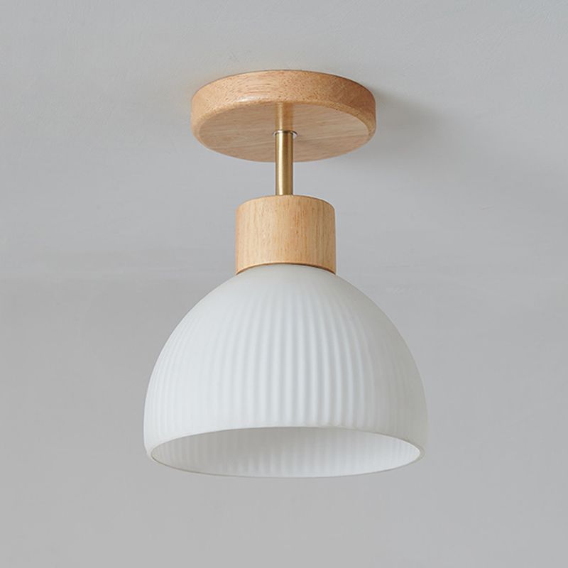Contemporary Beige/Brown Flush Mount Lighting Wooden Ceiling Light for Bedroom