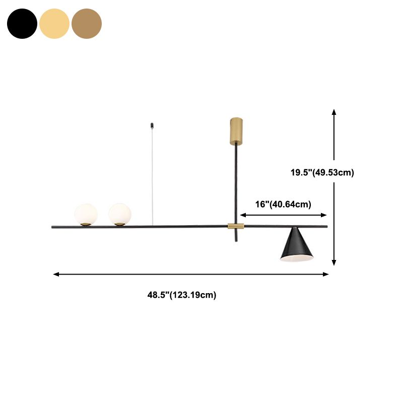 Modern Simple Iron Hanging Lamp Strip Shape Island Light Fixture for Dining Table