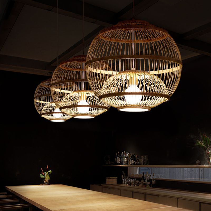 Bambus chinesische Hängende Deckenleuchte 1-Licht-Anhängerlicht für Teeberzimmer