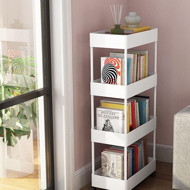 Modern Plastic Bookcase, White, Bookshelf for Any Room, 16" L