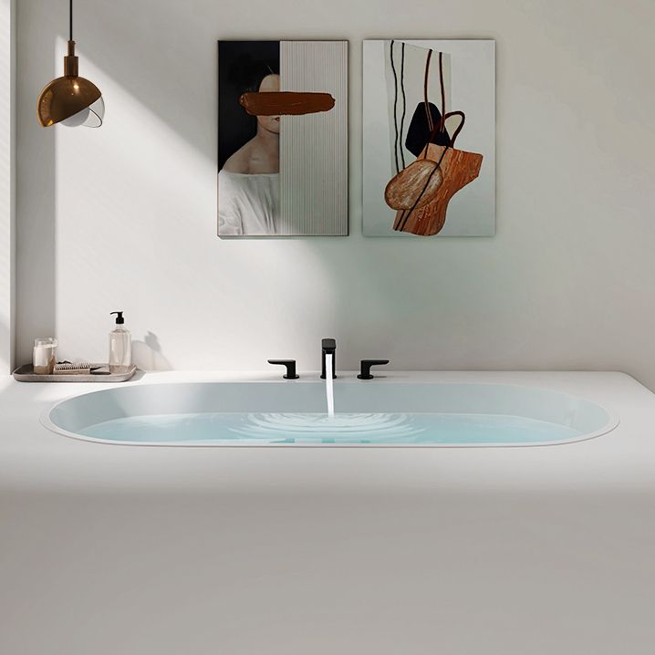 Modern Oval Drop-in Bath Tub 23.22" H White Acrylic Bathtub for Home