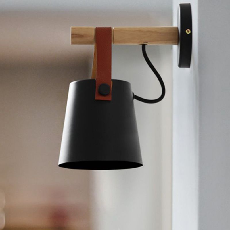 Retro Style Wood Wall Light Bowl Shape 5" Wide Wall Sconce for Living Room